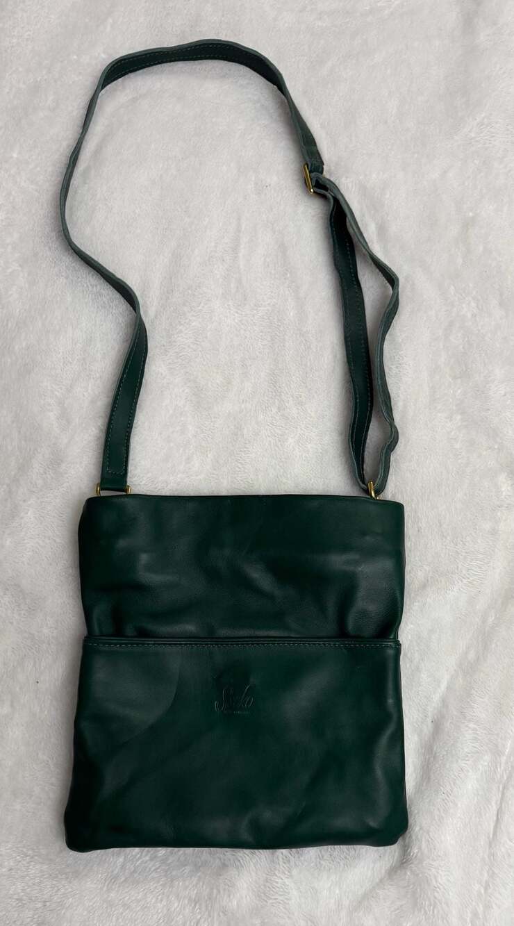 Sseko Dark Green Leather Crossbody Bag